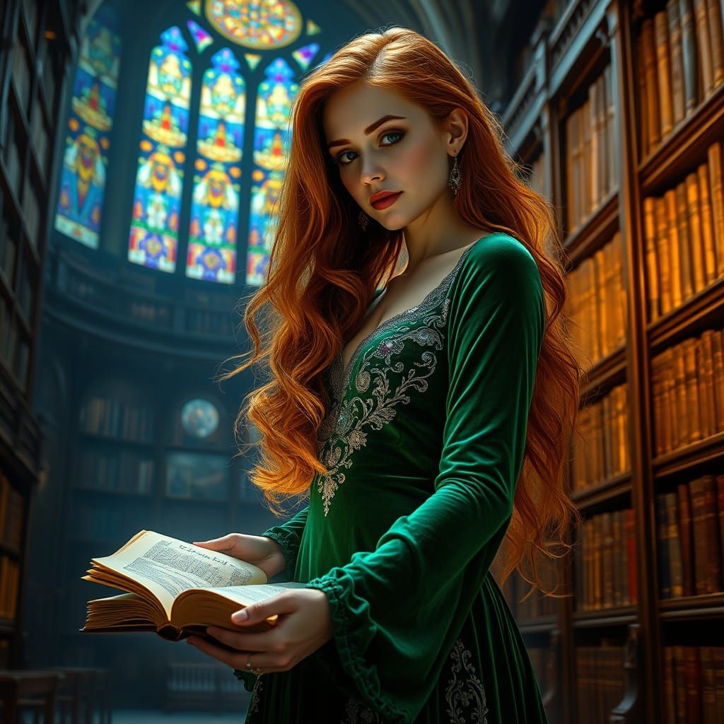 Ethereal Beauty in a Whimsical Library