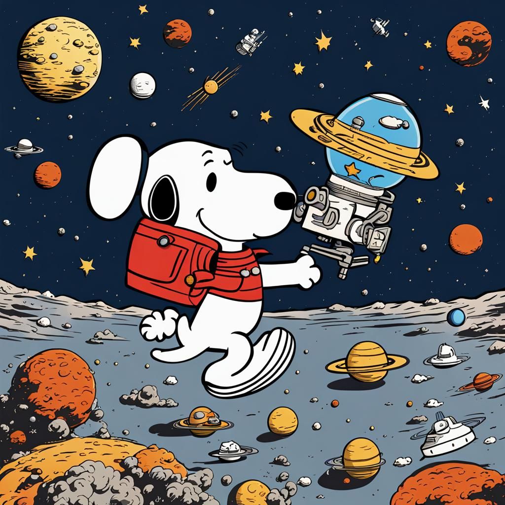 Snoopy Exploring Space