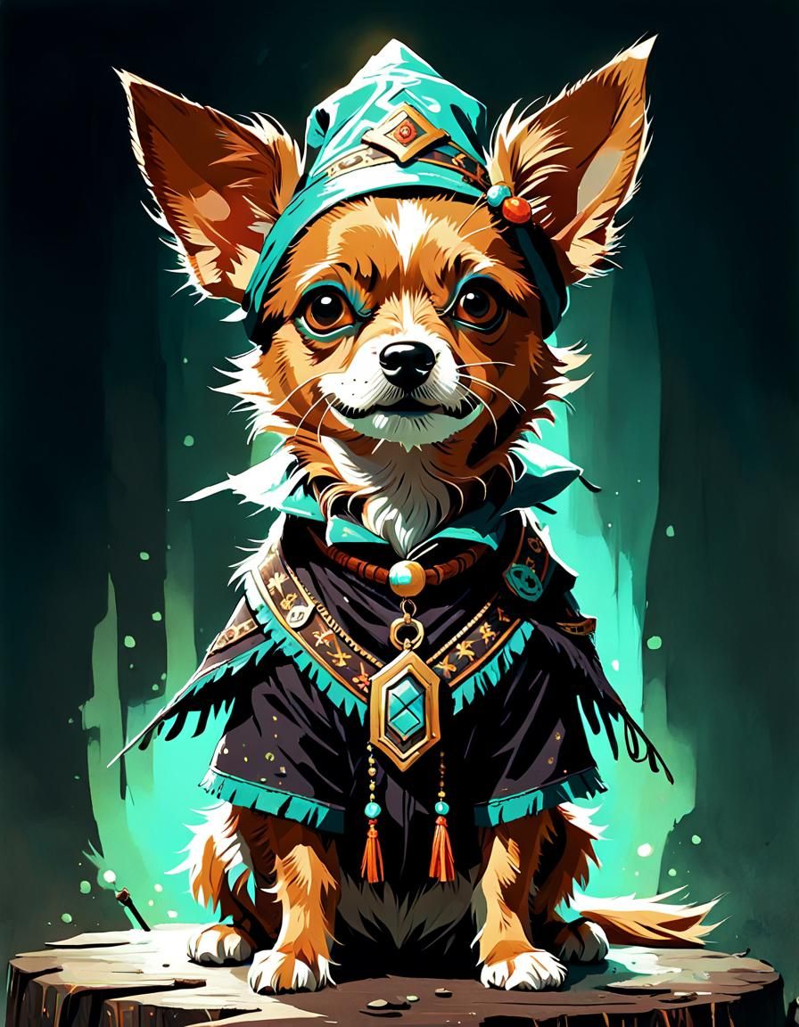 Chorkie Witch Doctor: Digital Painting Concept Art