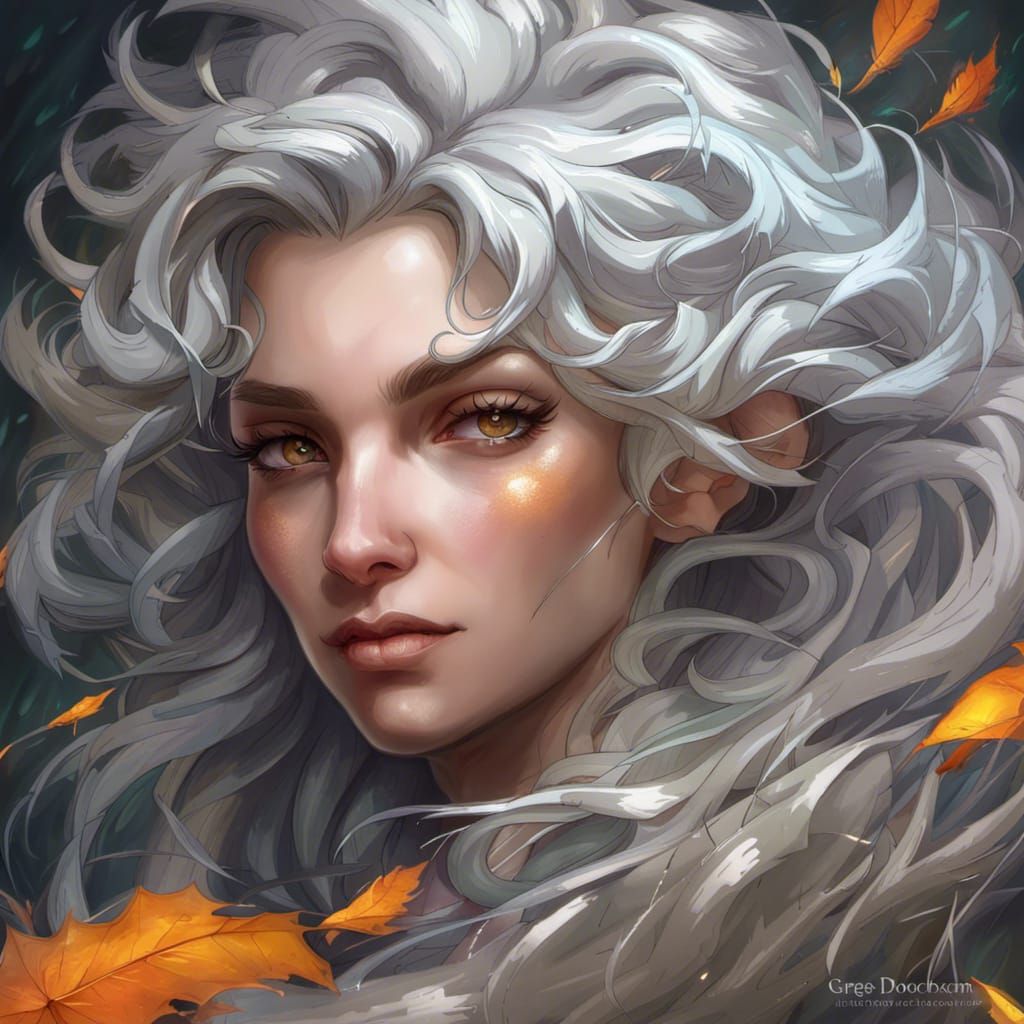 Silver-Haired Changeling Portrait in Digital Art Style