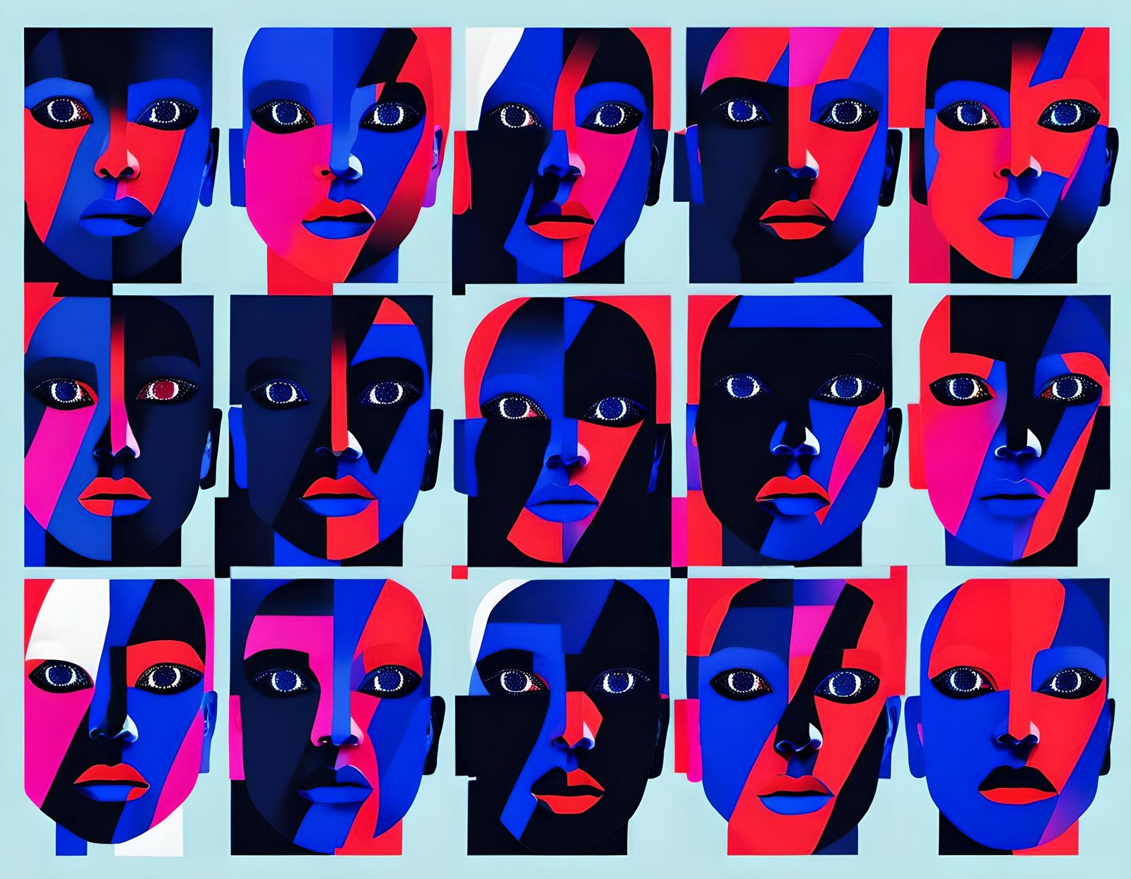 Dark Glitching Portrait of Screaming Crowd