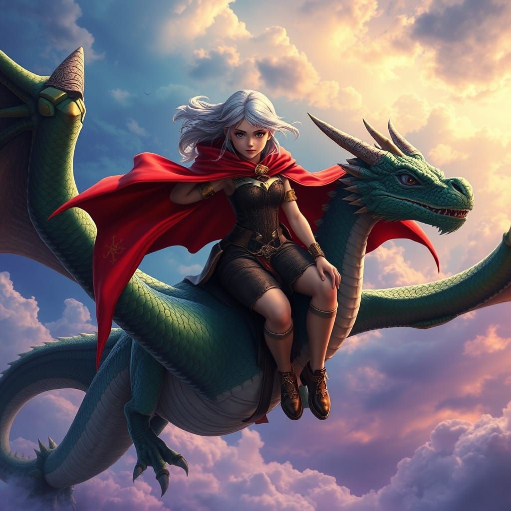 Girl on a Dragon: Cyberpunk Fantasy Portrait