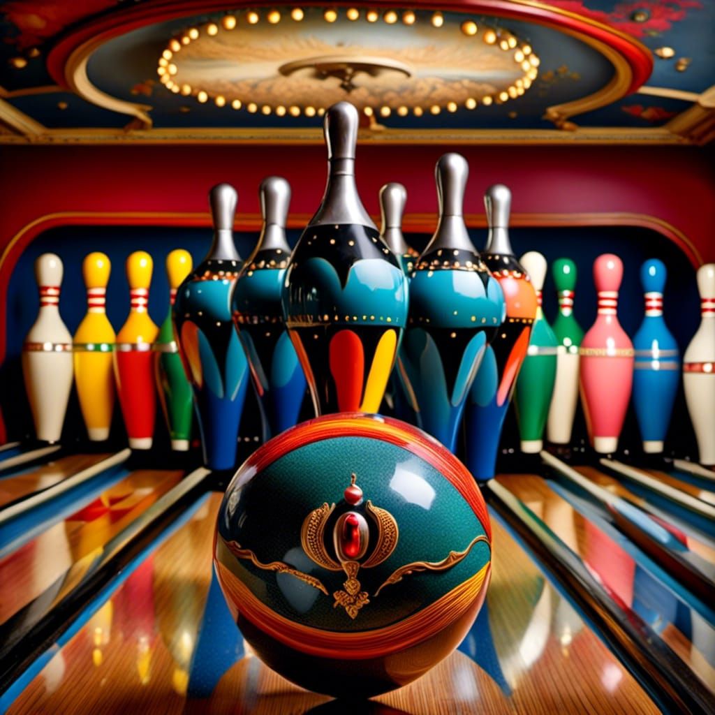 Retro Bowling Team in Pop Surrealism Style