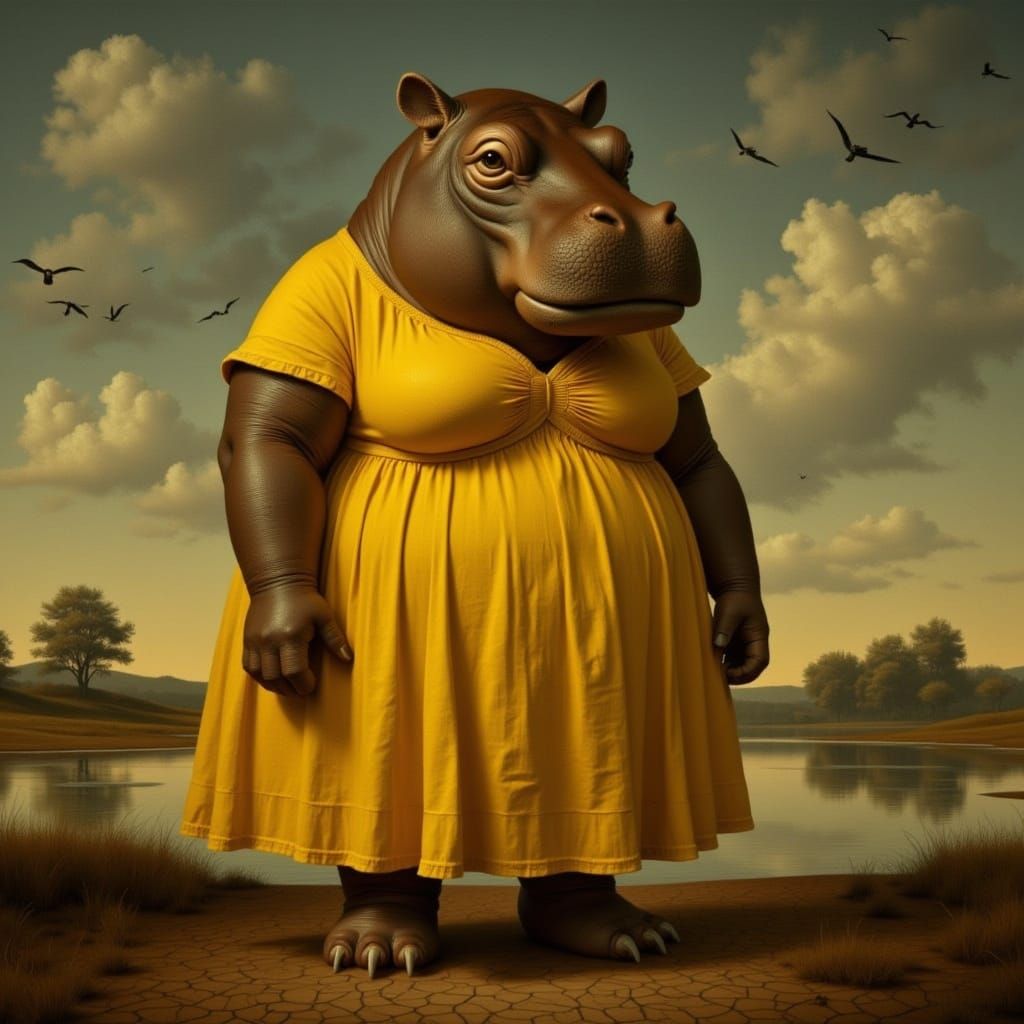 Hippo in Yellow Dress