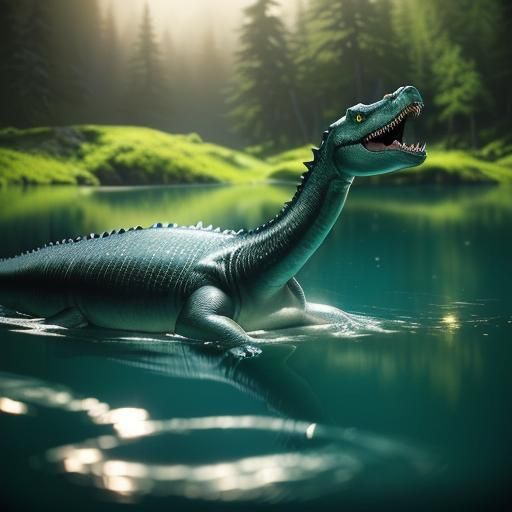 Loch Ness Monster in Dark Fantasy Style
