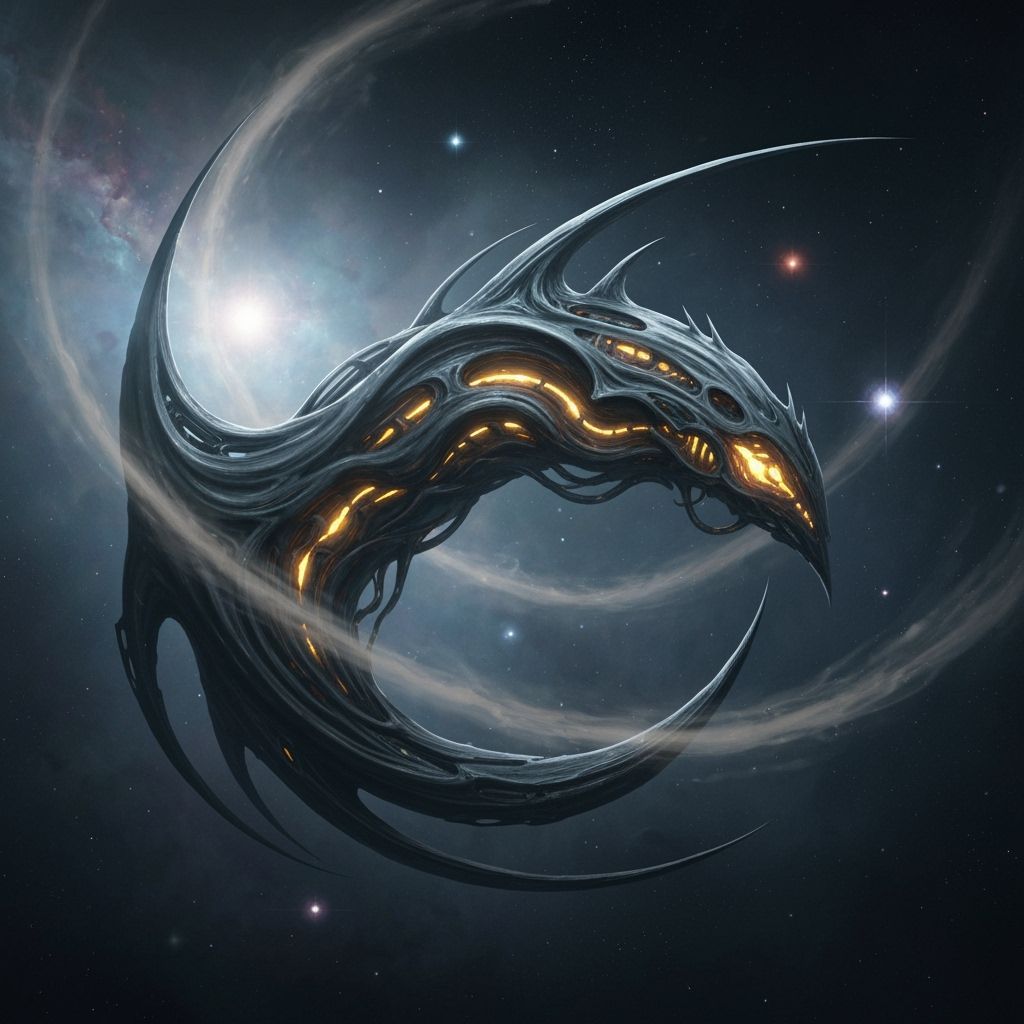 Colossal Biomechanical Entity in Cosmic Nebula