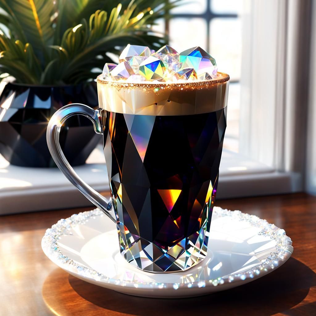 Iced Coffee in Iridescent Crystal Quartz Cup