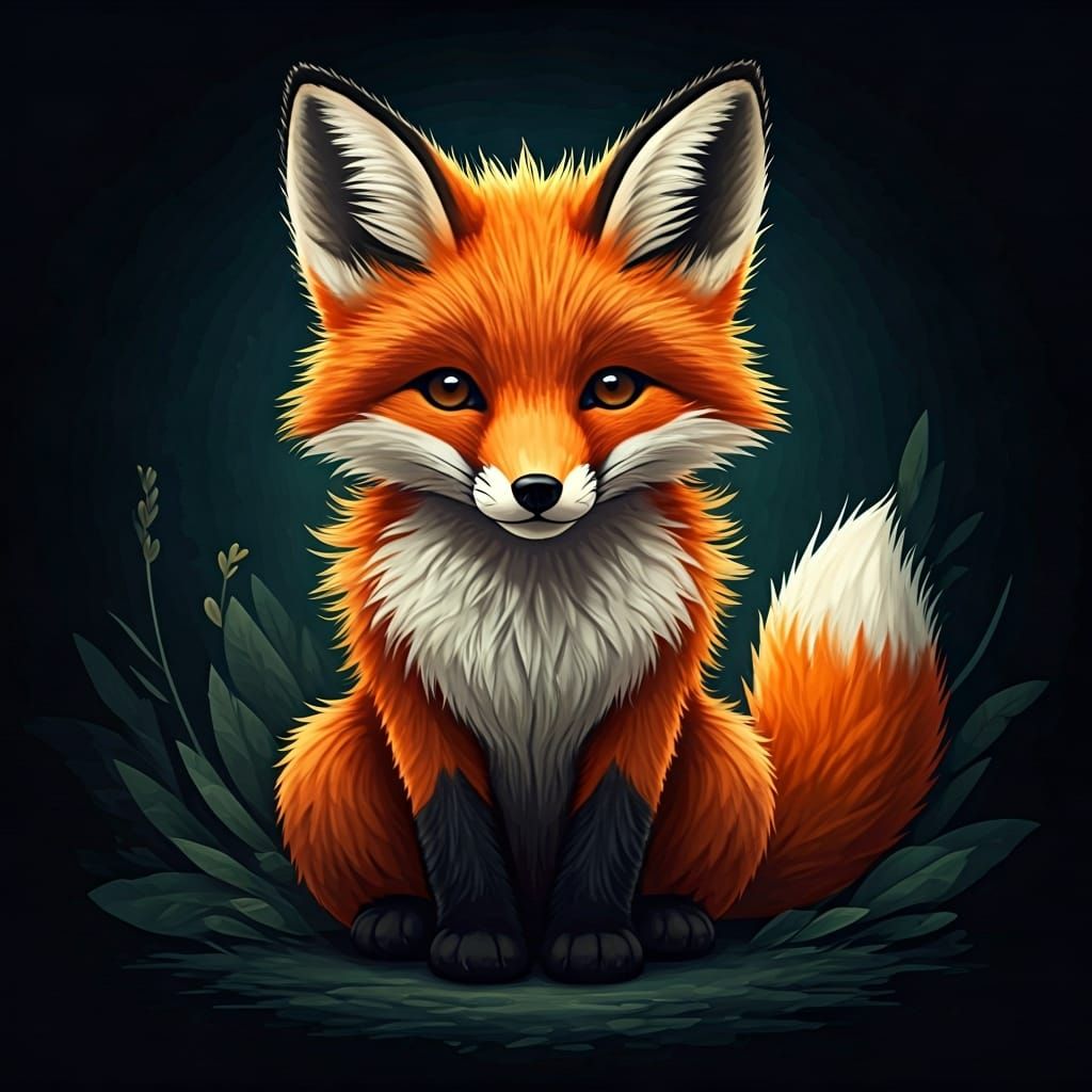 Cute Baby Fox in Children's Book Illustration Style