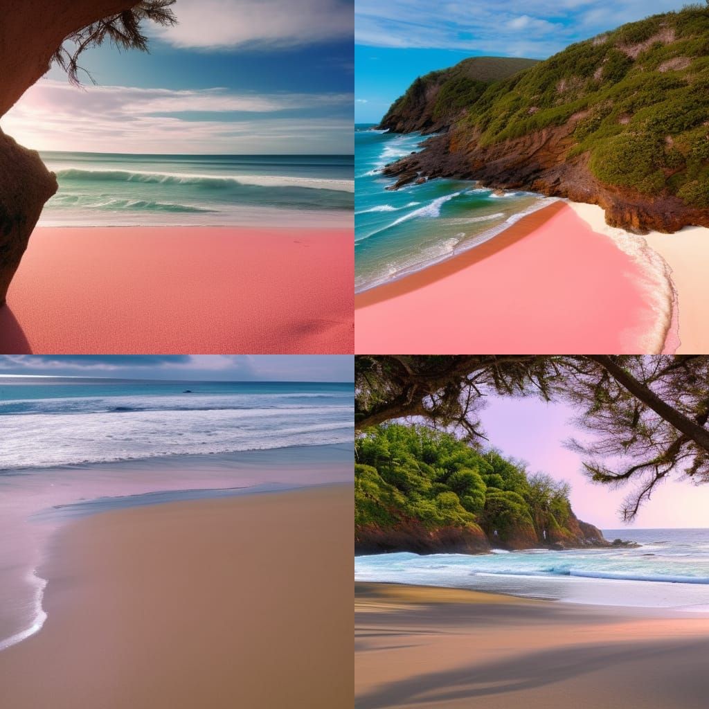 Pink Sand Beach Cove in Morning Sunlight