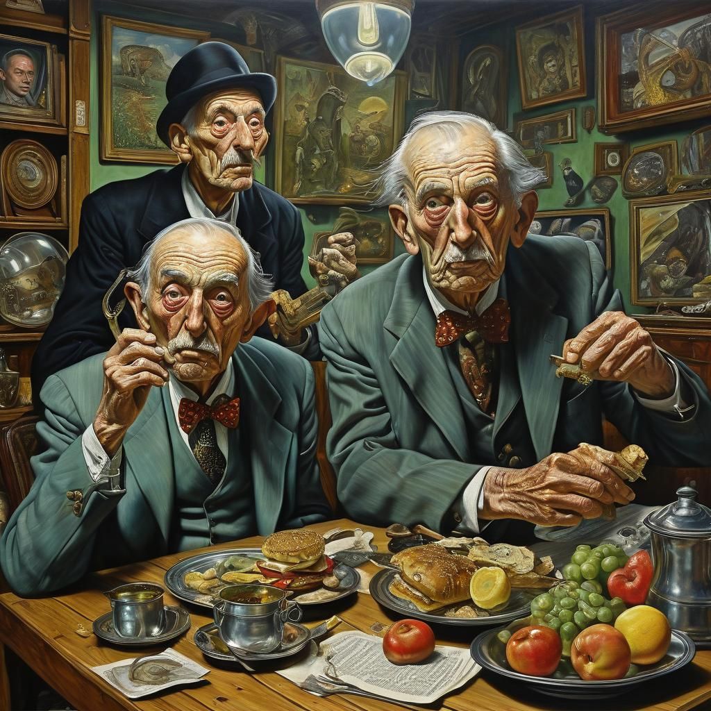 Surreal Lunch Scene Inspired by Social Realism