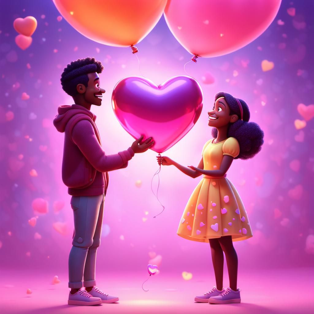 Heart-Shaped Orb with Couple, Pixar 3D Concept Art