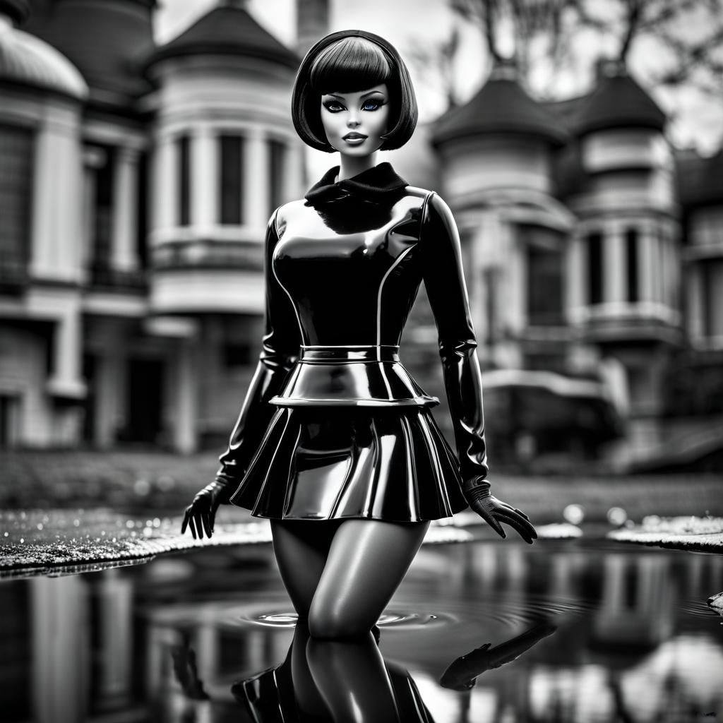 Barbie as Velma Dinkley in Black and White