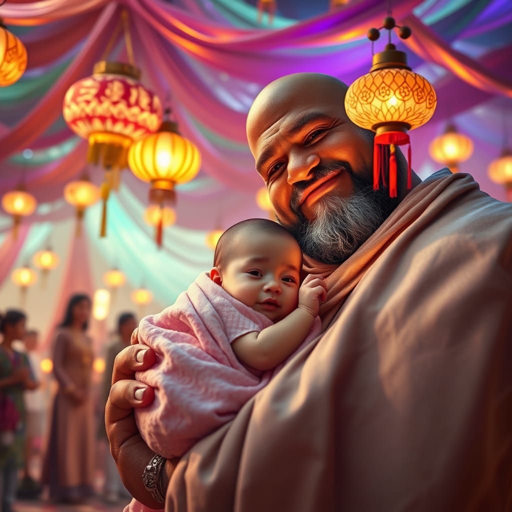 Cherubic Baby Surrounded by Whimsical Family Celebration