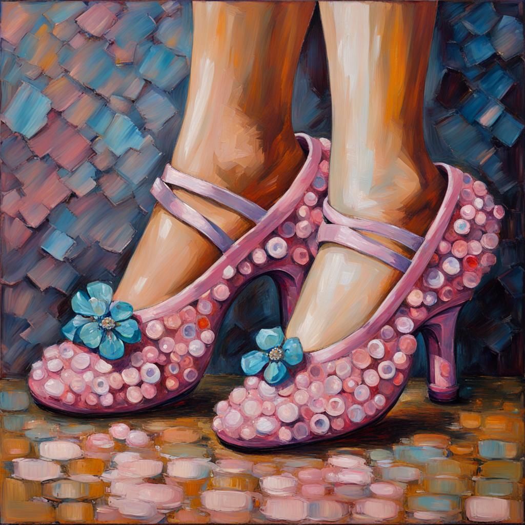 Steampunk Ballerina Toes in Expressionist Oil Painting