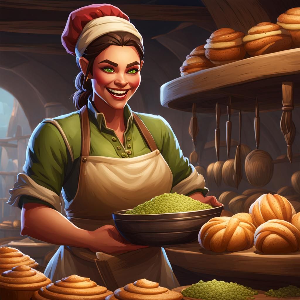 Happy Orc Baker Woman