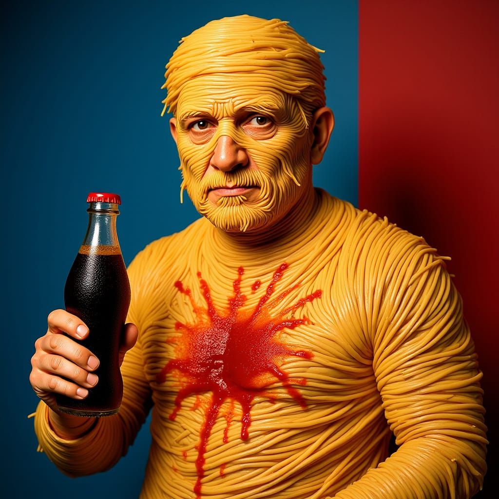 Spaghetti Man in Hyperrealistic Digital Art