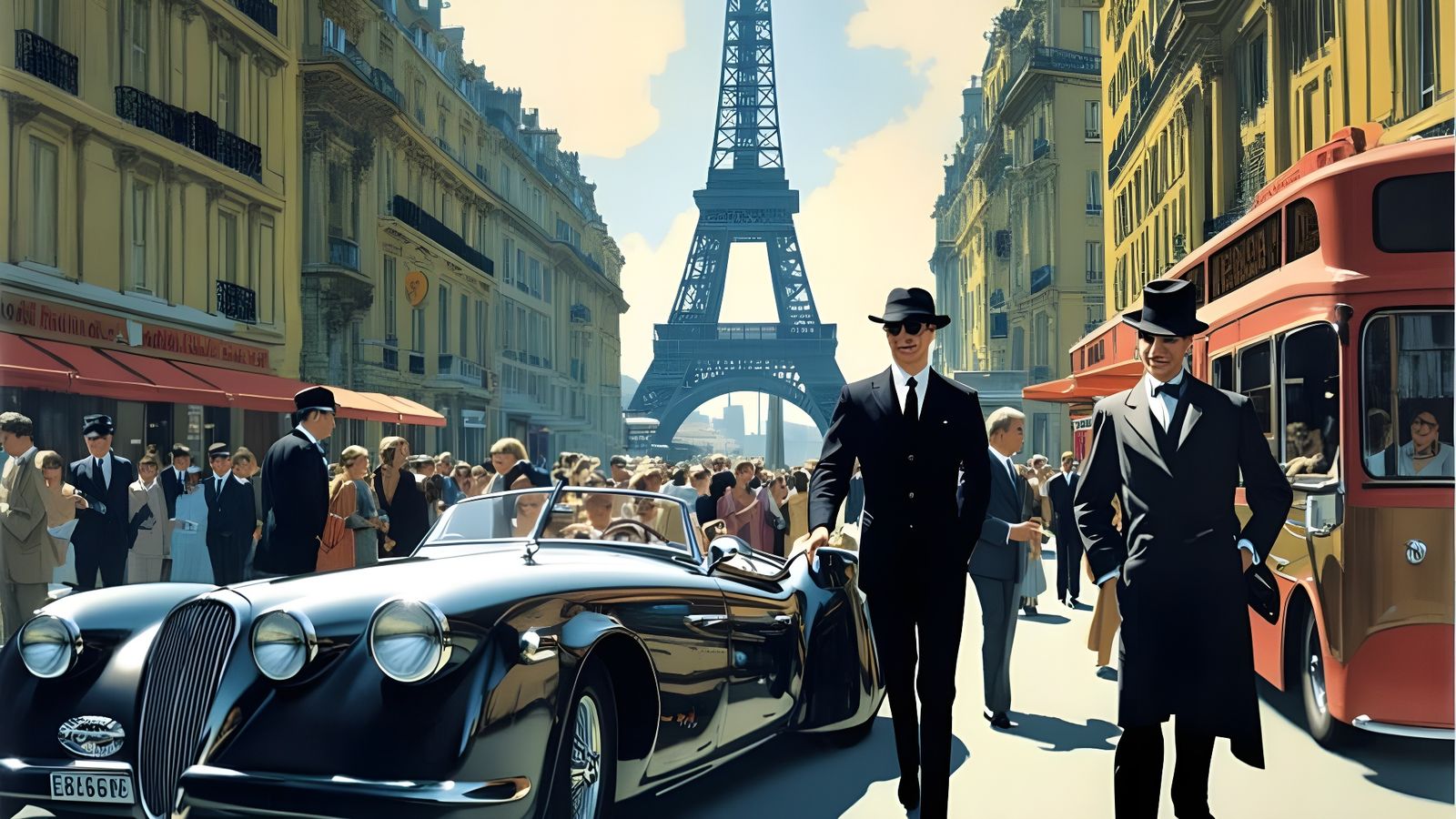 Retro-Futuristic Paris Street Scene in 1920s Style