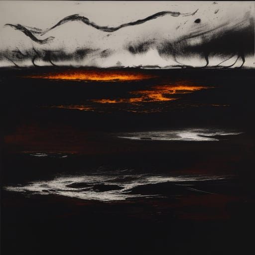Vibrant Sepia Inferno Dominates Dark Minnesota River Landsca...