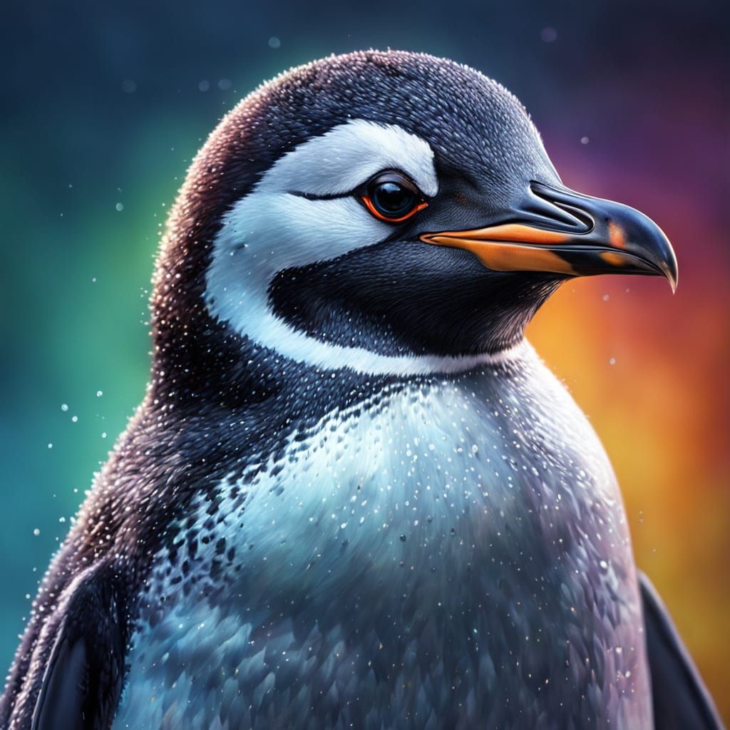 Hyperrealistic Penguin Portrayal with Innocent Eyes