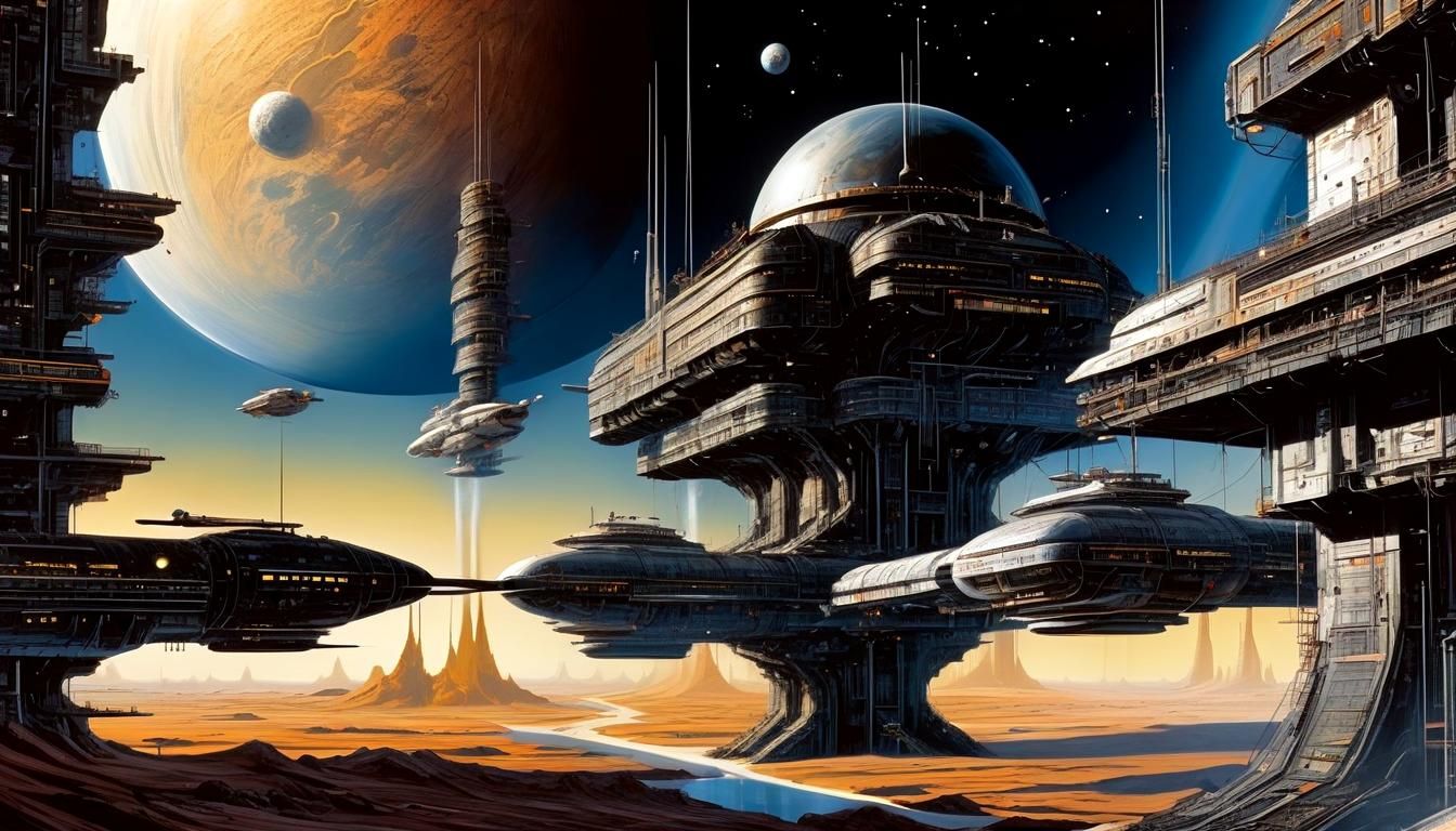 Spectacular Space City in Sci-Fi Style