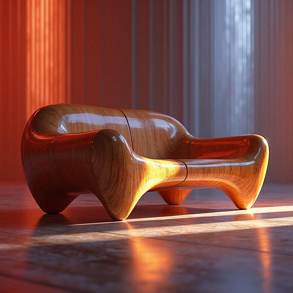 Futuristic Wooden Furniture in Syd Mead Style