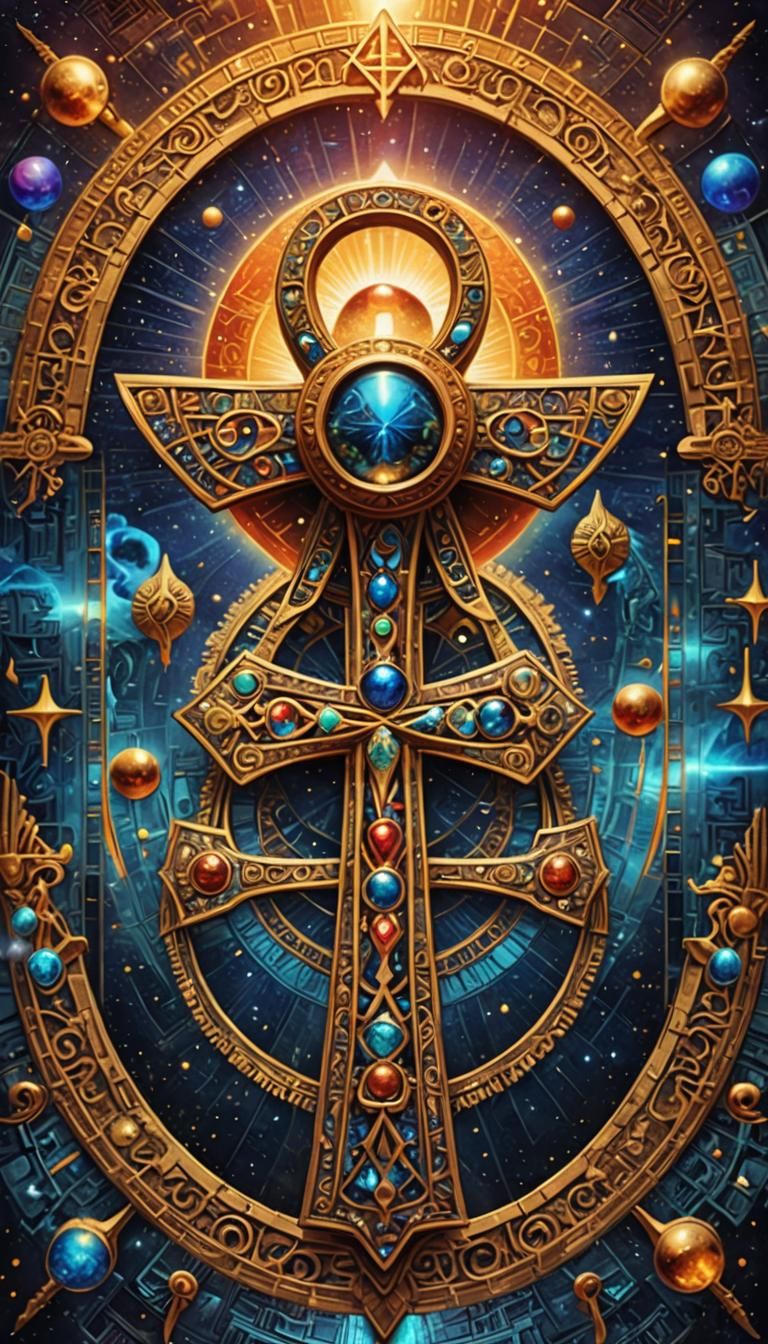 Ankh in Maximalist Digital Painting Style