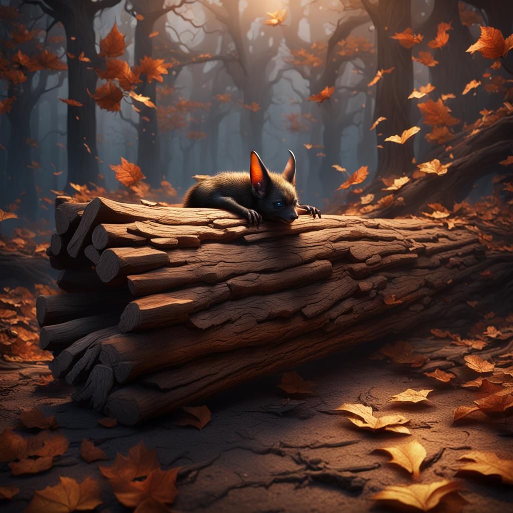 Sleeping Bat in Detailed Matte Painting