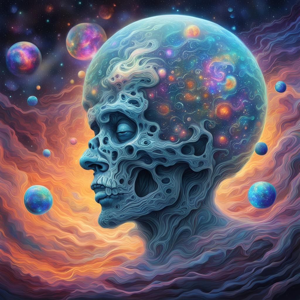 Astral Ghost Floating in Cosmic Dreamscape