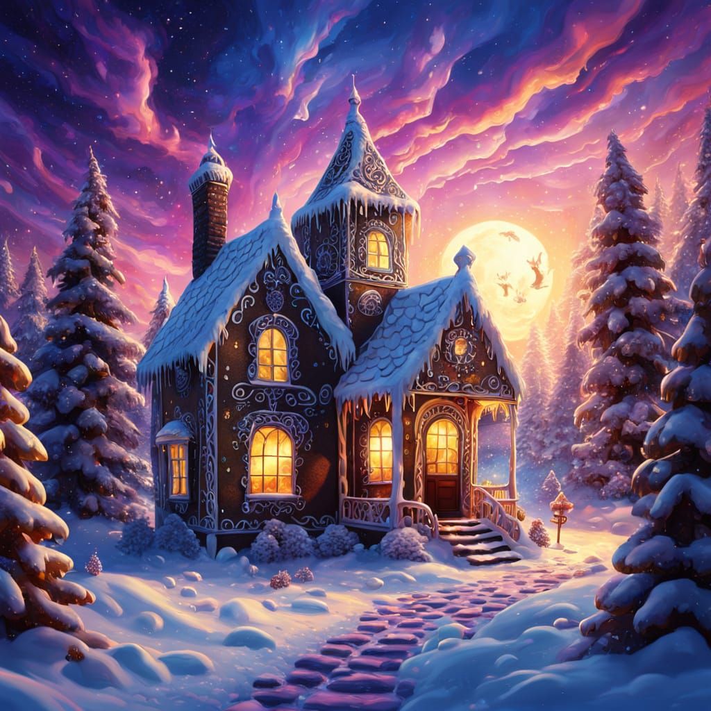 Surreal Black Hole Gingerbread House in Space