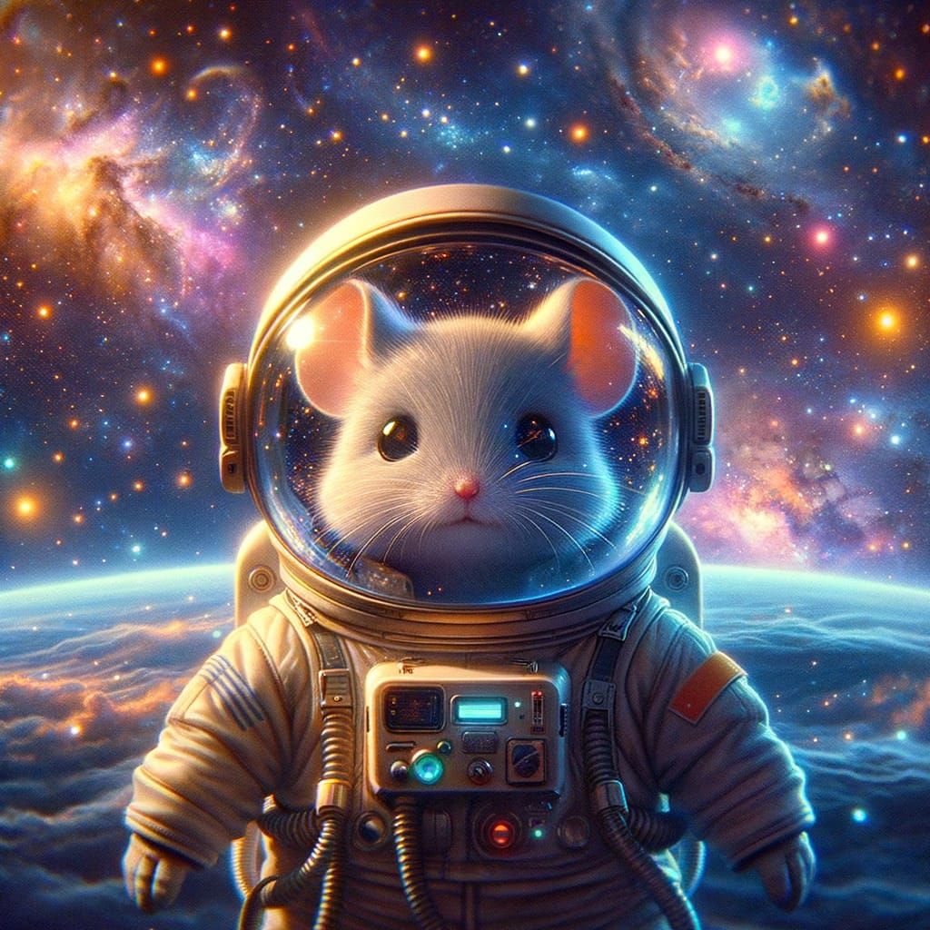 Anime Mouse Astronaut Gazing at the Cosmos