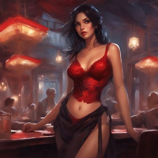 Beautiful Girl in Restaurant: Sensual Art