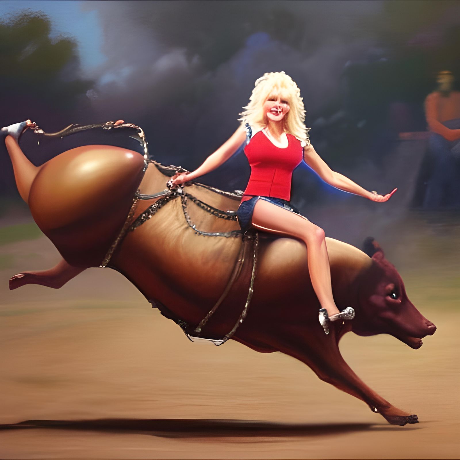 Dolly Parton Rides a Mechanical Bull