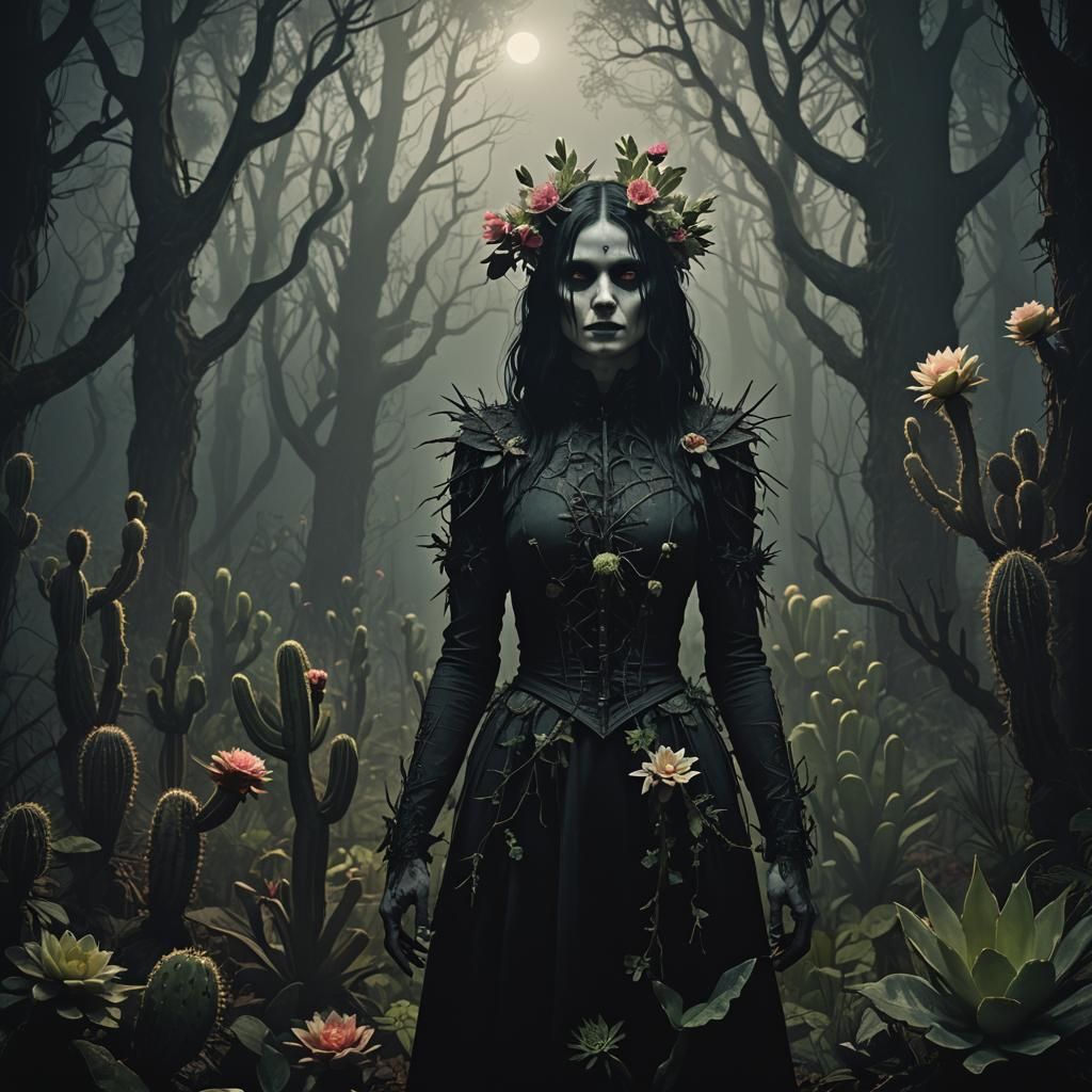 Mystical Plant Woman in Gothic Conceptual Art