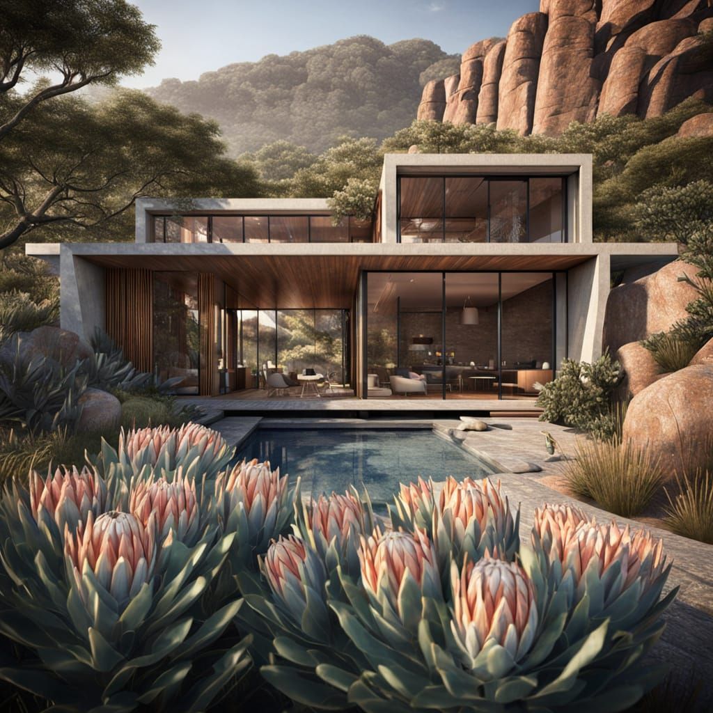 Surreal Futuristic Buildings Inspired by Protea Flowers