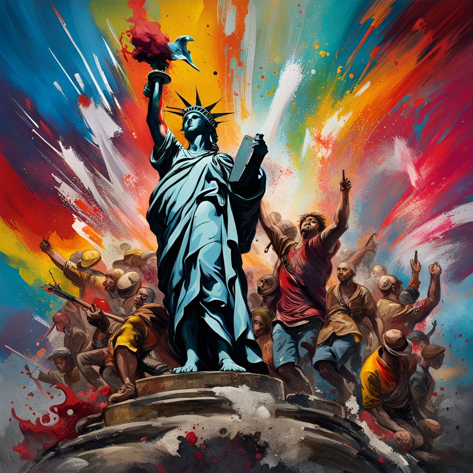 Liberty Leading the People in Graffiti Style