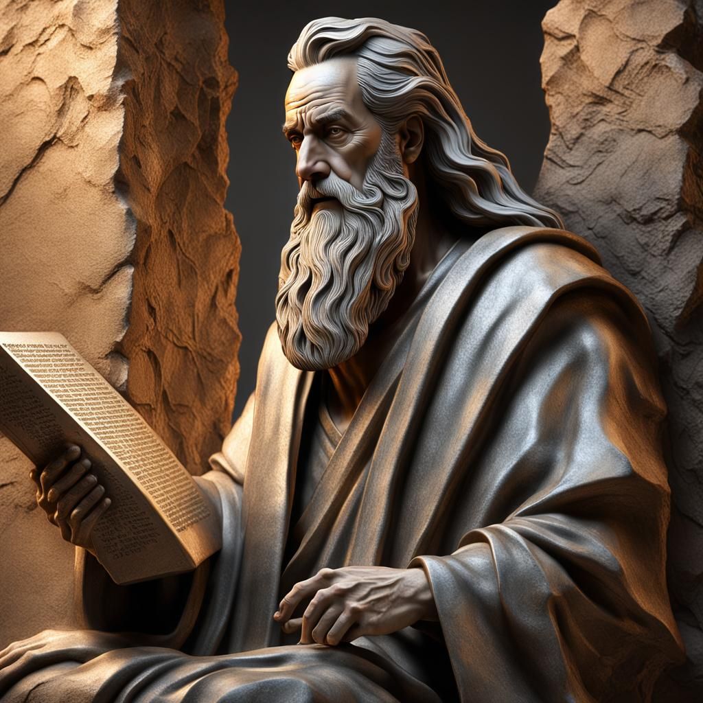 Moses with Stone Tablets: Photorealistic Digital Rendering