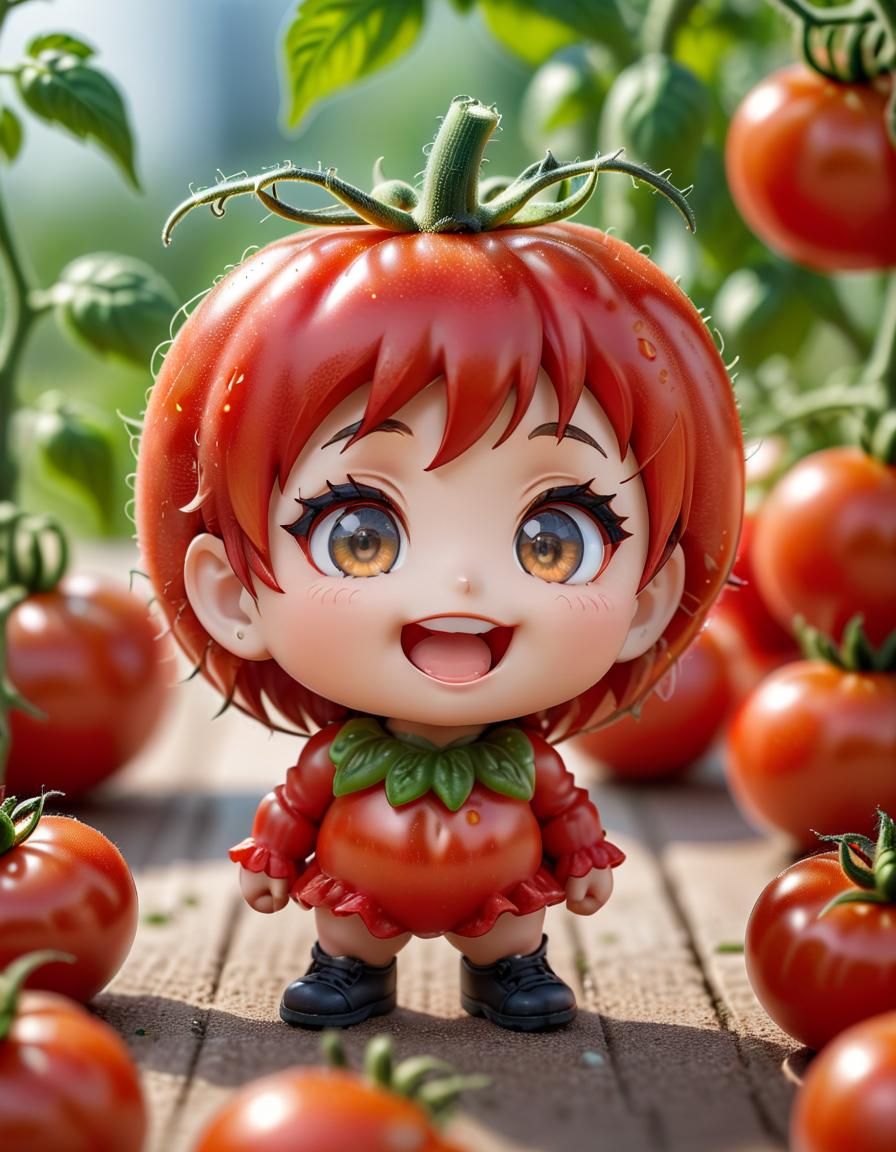 Cheerful Chibi Tomato in 16k Resolution