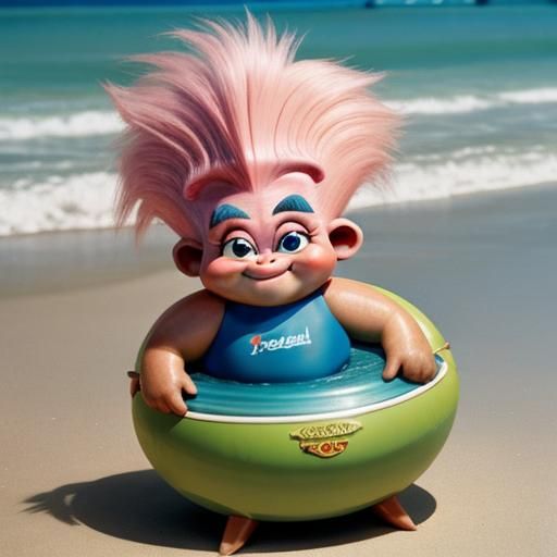 Vintage Troll Doll in Swimsuit: 1975 Russ Toy