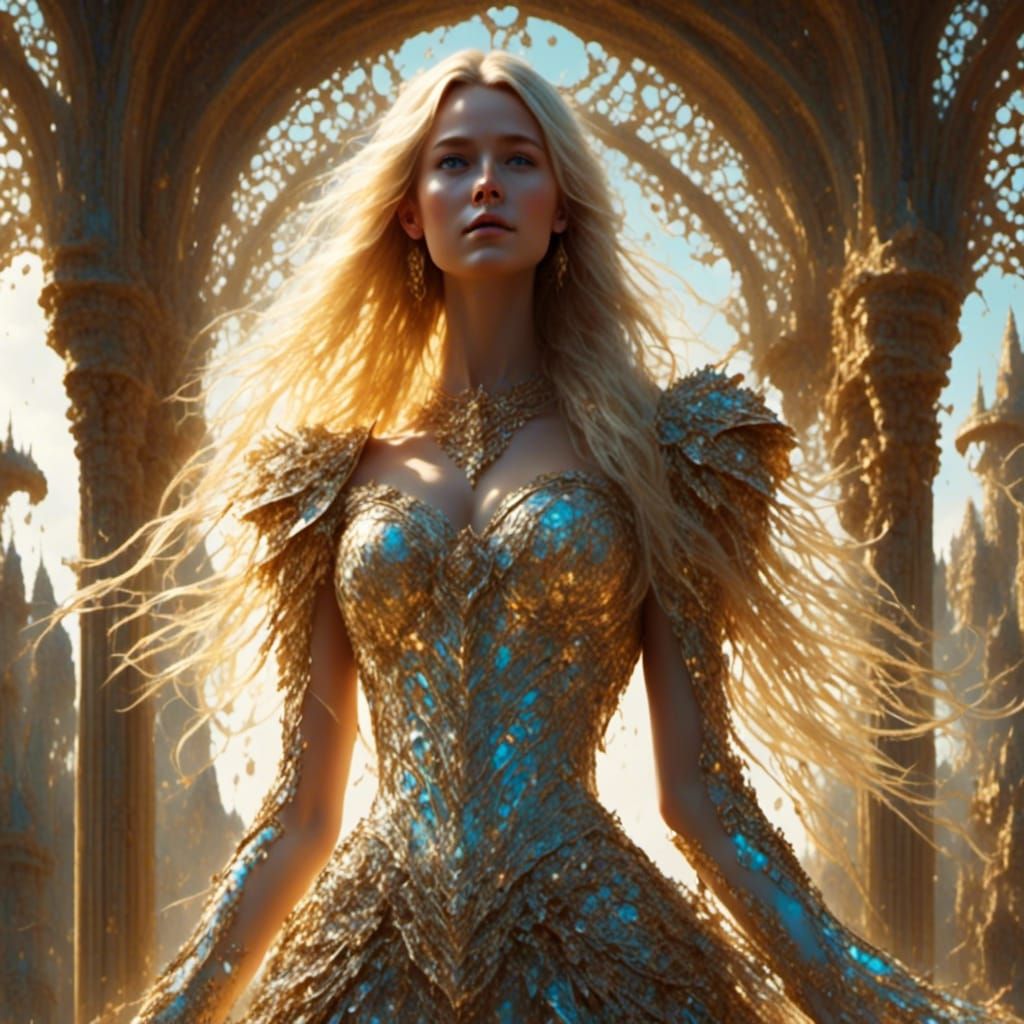 Fantasy Queen in Sheer Gown: Digital Matte Painting