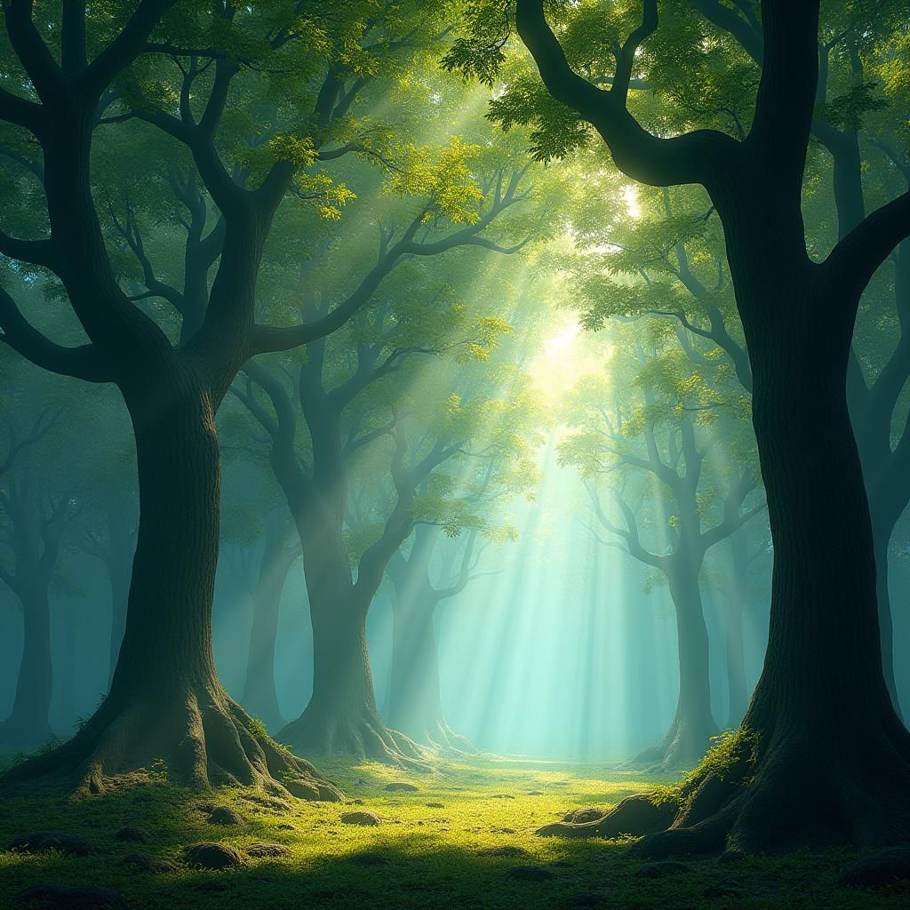 Ethereal Forest Canopy Forming the Word 'FOREST'