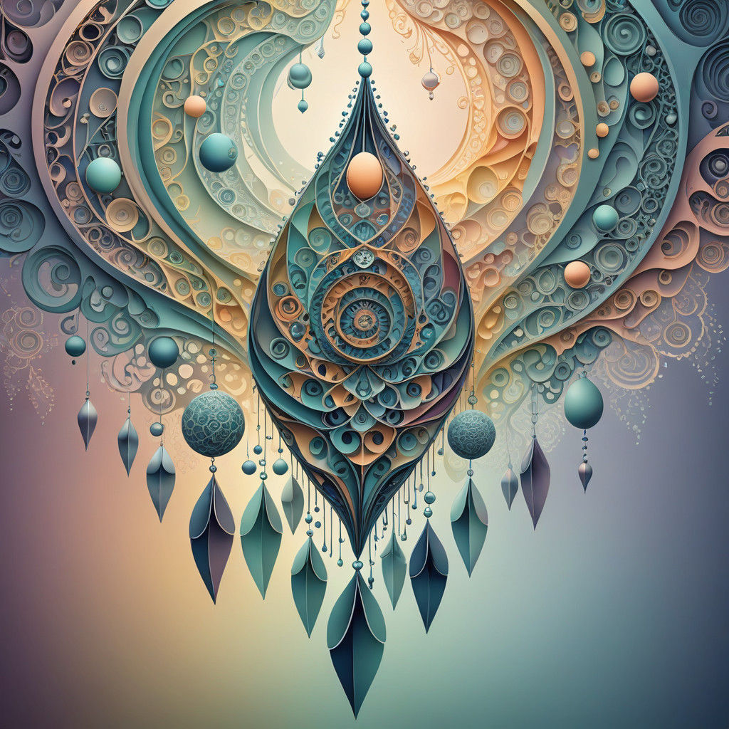 Intricate Fractal Wind Chime in Soft Pastel Hues