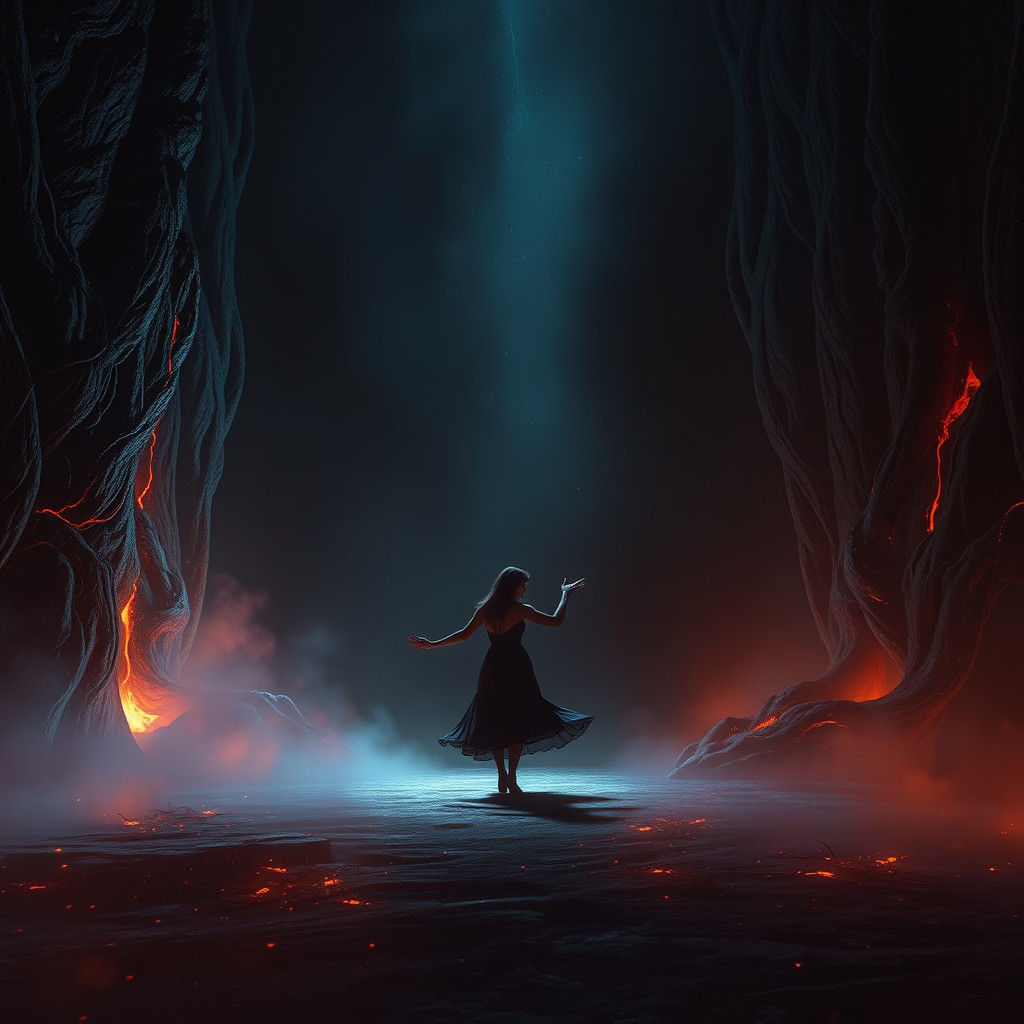 Ethereal Dancer in Mystical Darkness