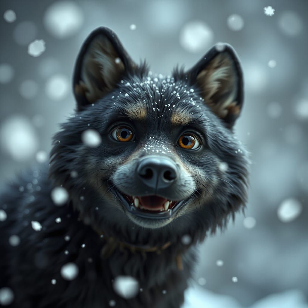 Anthropomorphic Black Wolf in Claymation Style