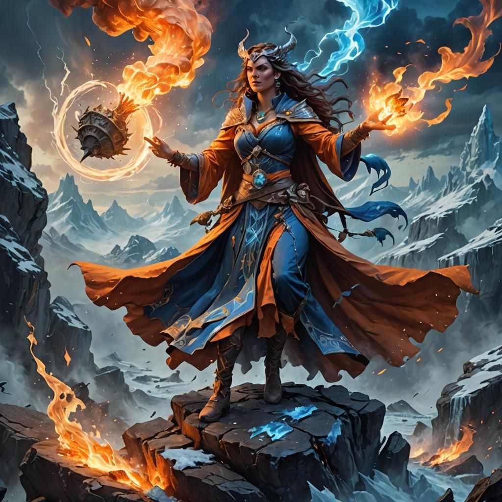 Elemental Sorceress with Fire and Ice Powers