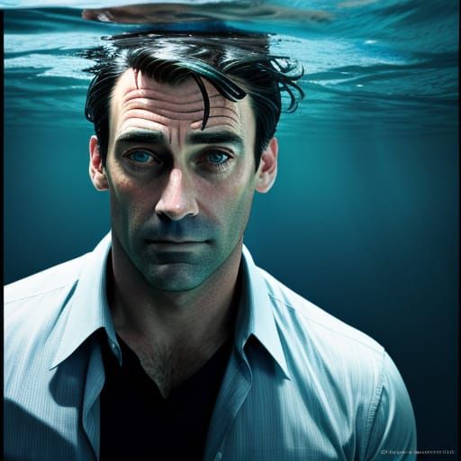 Underwater Portrait of Jon Hamm in Philippe Halsman Style