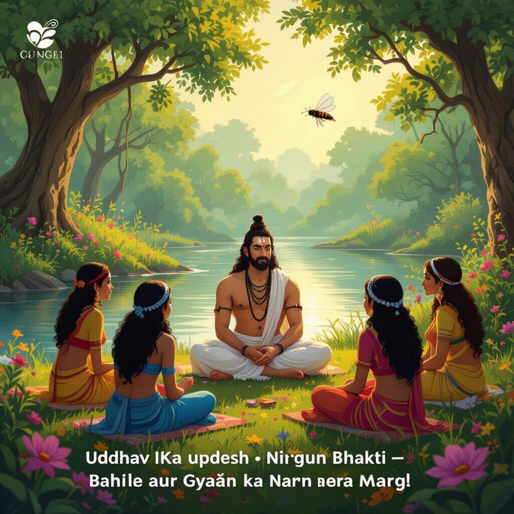 Uddhav and the Gopis: A Digital Painting