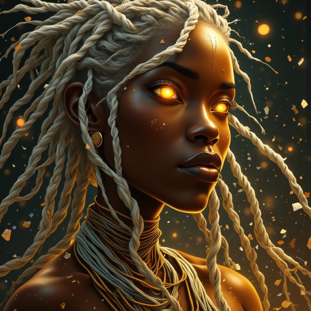 Mystical Woman with Runes and Braided Hair