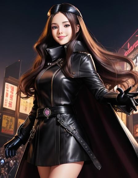 Anime Princess with Black Leather Outfit