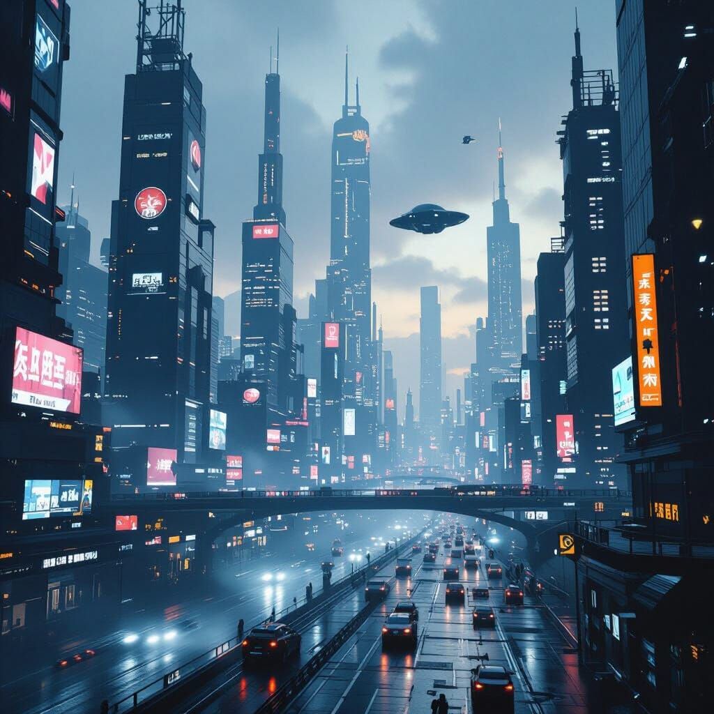 Hypothetical Future Cityscape in Cinematic Style