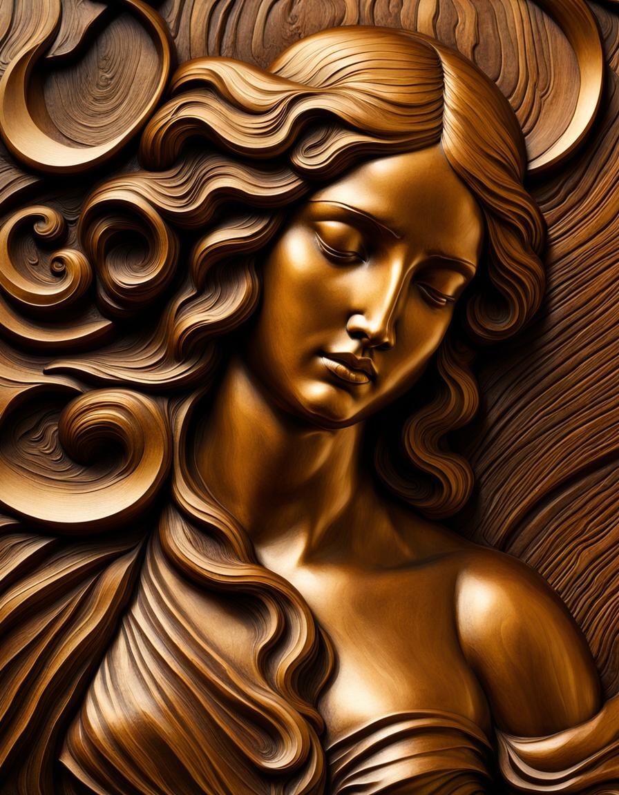 Renaissance Woodcut of Classical Sculpture in Botticelli Sty...